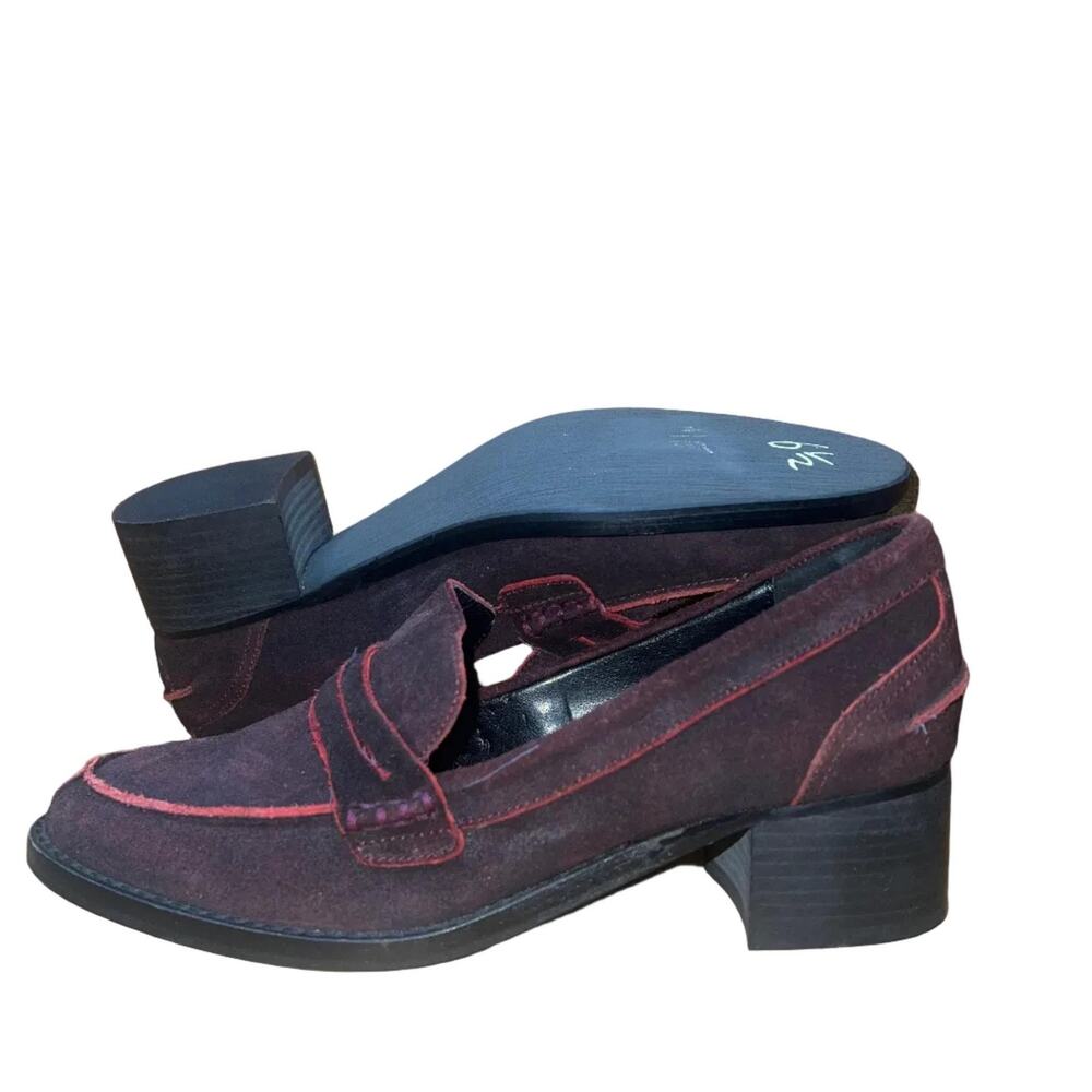 LUXURY REBEL Women's Block Heel Snip-toe Penny Loafer 37EU/US6.5-7 Coffee Suede